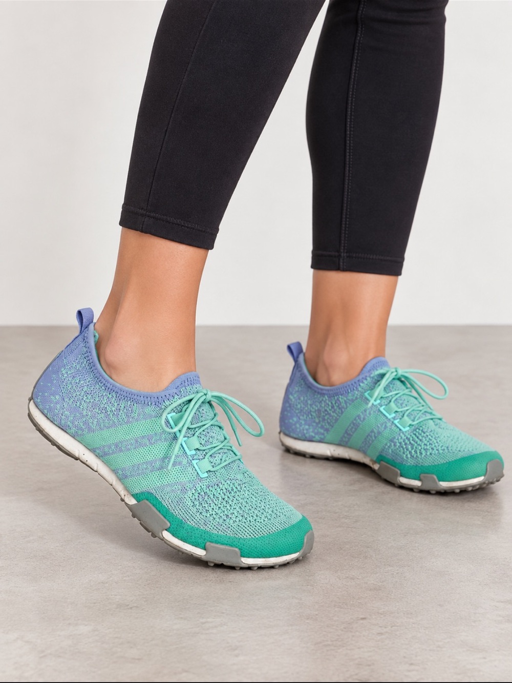 Adidas Ballerina Prime Knit Golf Shoes Athletic Sneakers Seafoam Periwinkle 7.5